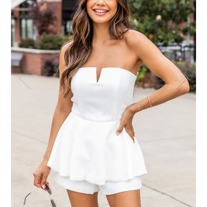 NWOT White bridal/graduation romper from Pink Lily!